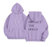 Protect The Dolls Hooded Hoodies for Women Workou Graphic Preppy with Hood Clothes Trendy Casual Sweatshirts Y2K Gothic Aesthetic Fashion Fall 2025 Soft Western Backwoods Essential Purple