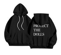 Protect The Dolls Hooded Hoodies for Women Workou Graphic Preppy with Hood Clothes Trendy Casual Sweatshirts Y2K Gothic Aesthetic Fashion Fall 2025 Soft Western Backwoods Essential Black
