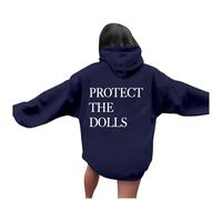 Protect The Dolls Hooded Hoodies for Women Workou Graphic Preppy with Hood Clothes Trendy Casual Sweatshirts Y2K Gothic Aesthetic Fashion Fall 2025 Soft Western Backwoods Essential Navy