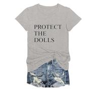 Protect The Dolls Shirt Casual Crew Neck T-Shirt Short Sleeve Protect The Dolls Tshirt (UK, Alpha, L, Regular, Regular, Gray)