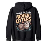 Protect the Floofy River Otters Otter Zip Hoodie
