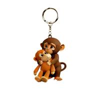 Protect The Monkey Keychain,3D Printed Punch Monkey Holding Orangutan Keychain,Cute Monkey Holding Plush Toy,Japanese Macaque Bag Charm for Backpack Purse Car Keys, Gift for Kids (A)