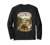 Protect The National Parks Retro Nature Lover Mountain 90s Long Sleeve T-Shirt