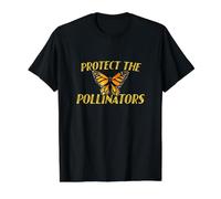 Protect the Pollinators Illustration Monarch Butterfly Value Graphic T-Shirt, Men, Black, L