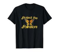 Protect the Pollinators Illustration Monarch Butterfly Value Graphic T-Shirt, Men, Black, S