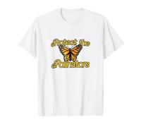 Protect the Pollinators Illustration Monarch Butterfly Value Graphic T-Shirt, Men, White, S