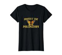 Protect the Pollinators Illustration Monarch Butterfly Value Graphic T-Shirt, Women, Black, S