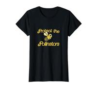 Protect the Pollinators Illustration Monarch Butterfly Value Graphic T-Shirt, Women, Black, XL