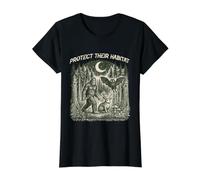 Protect Their Habitat Cryptid Forest Vintage Bigfoot Mothman Value Graphic T-Shirt, Women, Black, M