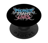 Protect Trans Lives Death Metal Pride Flag - Trans Rights PopSockets Adhesive PopGrip