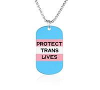 Protect Trans Lives Transgender Couples Memorial Necklaces for Women Men Square Titanium Steel Chains Pendant Jewelry Gift