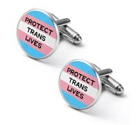 Protect Trans Lives Transgender Cuff Link Shirt Mens Cufflink Alloy Round Tuxedo Cufflinks for Wedding Groomsmen Gifts