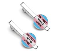 Protect Trans Lives Transgender Silver Tie Clip Long Styles Necktie Clip Tie Bar for Business Wedding Graduation
