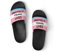 Protect Trans Lives Transgender Slip On Slippers Bath Pool Shower Slide Sandals House Shoes Unisex