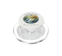 Protect Wetlands Blue Ecology Great Heron Art Bird Watching PopSockets PopGrip for MagSafe