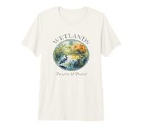 Protect Wetlands Blue Ecology Great Heron Art Bird Watching Premium T-Shirt