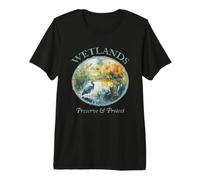 Protect Wetlands Blue Ecology Great Heron Art Bird Watching Premium T-Shirt