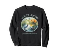 Protect Wetlands Blue Ecology Great Heron Art Bird Watching Sweatshirt