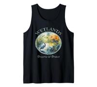 Protect Wetlands Blue Ecology Great Heron Art Bird Watching Tank Top