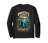 Protect What You Love Keep Our Oceans Wild Orca Lover Long Sleeve T-Shirt