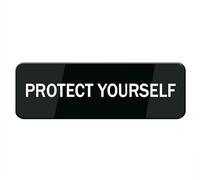 Protect Yourself Sign For House/Office,Signs For Home,Thick Acrylic Self-Adhesive Modern Design Door Sign 10X3 Inch Home Decor Sign Accessories Door Or Wall