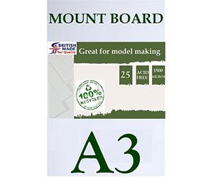 PROTECTAFILE 25 X A3 Mount Board 1500 Micron 1.5mm Thickness - White -Foam Core Polystyrene - Photo Mount - for Presentation, Mounting, and Arts
