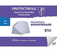 PROTECTAFILE 50 X A3 Grey Board 2000 Micron 2mm Thick Sheets Backing Modelling - Sturdy Cardboard Sheets for Crafts and DIY Projects - Designer Kraft Heavy Duty Chipboard Sheets