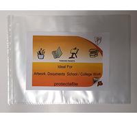 PROTECTAFILE Pack of 2 X 10 X A3 Glass Clear Plastic Wallets - Durable Art Poly Punched Pockets sleeves TOP OPEN