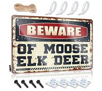 Protected by Armed Property Owner Sign Beware of Moose Elk Deer Metal Sign Republican Gifts for Men House Numbers 8 Inch ( Size : 30X40CM )