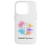 Protected By Grace Jesus Watercolor Cross Christianity Case for iPhone 14 Pro
