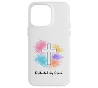 Protected By Grace Jesus Watercolor Cross Christianity Case for iPhone 14 Pro Max
