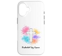 Protected By Grace Jesus Watercolor Cross Christianity Case for iPhone 16