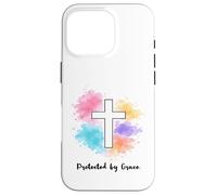 Protected By Grace Jesus Watercolor Cross Christianity Case for iPhone 16 Pro