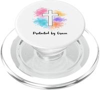 Protected By Grace Jesus Watercolor Cross Christianity PopSockets PopGrip for MagSafe
