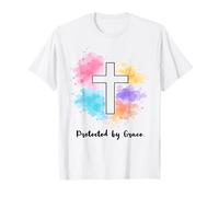 Protected By Grace Jesus Watercolor Cross Christianity T-Shirt