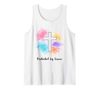 Protected By Grace Jesus Watercolor Cross Christianity Tank Top