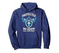 Protected No Harm Will Come Near Christian Psalm 91 Navy Pullover Hoodie