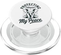 Protecting My Peace Cute Elephant Mental Wellness Vintage PopSockets PopGrip for MagSafe
