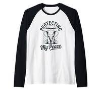 Protecting My Peace Cute Elephant Mental Wellness Vintage Raglan Baseball Tee