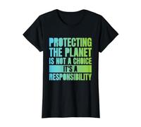 Protecting The Planet is Not A Choice, It's A Responsibility Value Graphic T-Shirt, Women, Black, S