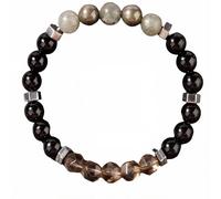 Protection Bracelet, Onyx Smoky Quartz Pyrite Labradorite, Natural Stone Beaded, 8mm Gemstones, Grounding Energy Shield, Stress Relief Crystal Jewelry for Men and Women