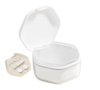 Protection Case - Leak Proof Denture Storage Box with Secure Lid, Compact Oral Care Container | Travel Size Dental Organizer for Soaking, white, Fare riferimento alla descrizione, Please refer to