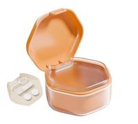 Protection Case - Retainer Cleaning Case, Portable Denture Proof Bath with Lid | Daily Soaking Fake Teeth Container, Waterproof Retainer Box, Orange, Please refer to the description, Please refer
