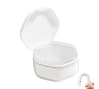 Protection Case - Retainer Cleaning Case, Portable Denture Proof Bath with Lid | Daily Soaking Fake Teeth Container, Waterproof Retainer Box, white, Please refer to the description, Please refer