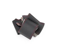 Protection Perforated Leather Trim For Mitsubishi L200 1997-2006 For Pajero For Pinin For Space For Gear Car Steering Wheel Cover Steering Wheel Cover (Color : Black-red line)