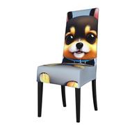 Protection Seat Cover for Dining Chair -Removable/Stretch Card Love Fancy Puppy Print Chair Cover, for Kitchen, Office