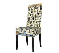 Protection Seat Cover for Dining Chair -Removable/Stretch Labyrinth Treasure Map Print Chair Cover, for Kitchen, Office