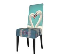 Protection Seat Cover for Dining Chair -Removable/Stretch The swan in Love Print Chair Cover, for Kitchen, Office