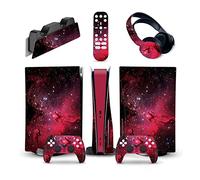 Protective 04502 For PS5 Console Disc Edition & Digital Sticker Vinyl Decal Cover For Ps5 Controller & Charging Station & Headset & Media Remote Bubble-Free Residue-Free(Disc Version)