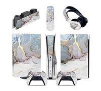 Protective 63628 For PS5 Console Disc Edition & Digital Sticker Vinyl Decal Cover For Ps5 Controller & Charging Station & Headset & Media Remote Bubble-Free Residue-Free(Disc Version)